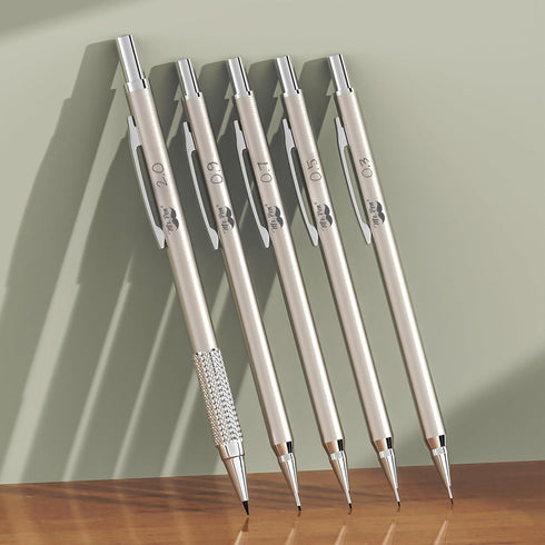 Mr. Pen Metal Mechanical Pencil Set - 5 Sizes in Leather Case for Sketching, Drafting, Mechanical Pencils