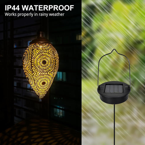 Hanging Solar Lights Outdoor Waterproof with Shepherd Hook Garden Decor Chandelier Birthday Gifts for Women Mom Family
