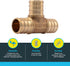 SharkBite 3/4 Inch Crimp Tee, Brass Plumbing Fitting for PEX Pipe, PE-RT