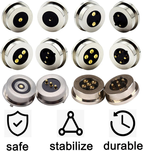 1Pair Round Magnetic Pogo Pin Connector - 12V 3A DC Power Male+Female Socket Charge Spring Loaded