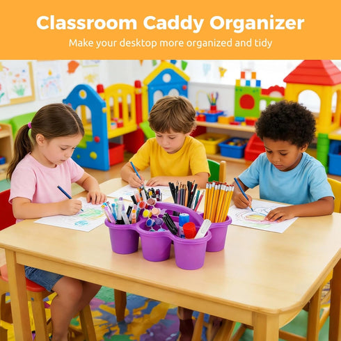 6 6-Compartment Joyibay Pcs Classroom Caddy Organizer, Desktop Plastic Caddy, Drink Holder with & Handle