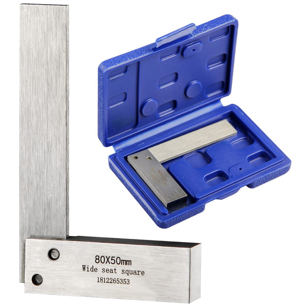 Machinist Square Precision Engineer Wide Seat Square, 90 Right Angle Ground Hardened Steel Angle Ruler 3.2 x 2 Inch