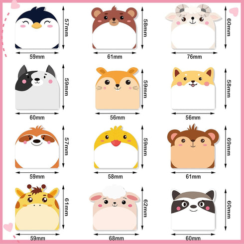 Yinder 24 Pads Cute Cartoon Sticky Notes, Kawaii Sticky Notes, Fun Sticky Note Pads, Self Stick Memo Pad for Office