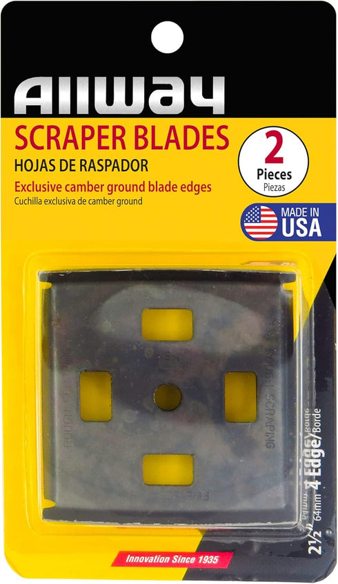 ALLWAY 42B 4-Edge Scraper Blade, 2-1/2", 2 Pack for Wood and Painting Applications