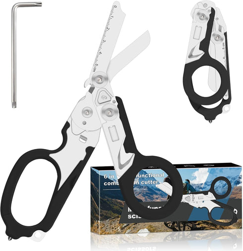 6 1 in trauma shears, Folding Retractable Emergency Shears, Outdoor Camping Tools, Seat Belt Cutter, Oxygen Cylinder