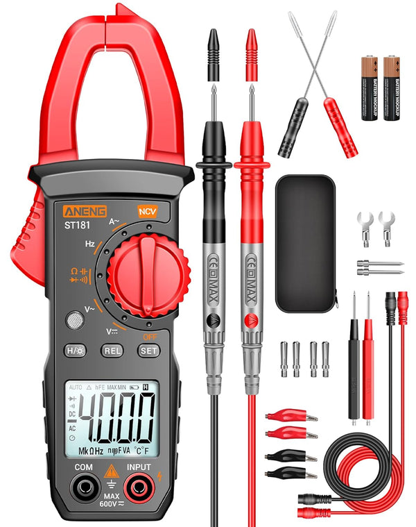 ANENG Digital Clamp Meter Multimeter Tester, 4000 Counts with NCV, Measures AC Current, Voltage, Capacitance, Resistance