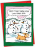 NobleWorks Merry Christmas Greeting Card with Envelope - 4.63 x 6.75 Inch, Colorful Cartoons, Snowman Arm C4336XSG