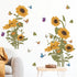 Vintage Sunflower Bouquet Wall Stickers, sacinora Floral Art Plants Wall Decals Removable Vinyl Peel and Stick