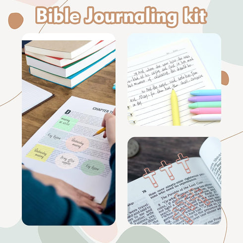 Bible Study Supplies, Bible Tabs and Highlighter Set with Ballpoint Pen, Transparent Sticky Notes, Christian Gifts
