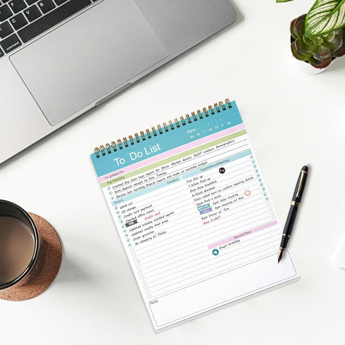 To Do List Notepad, Spiral Bound Undated Daily Planner, 52 Sheets 8.5" X 10.5" Task Planning Pad for Home Office