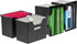IRIS USA Large Portable Desktop File Box, 4 Pack with Open Lid, Side Handles for Letter Size, Black