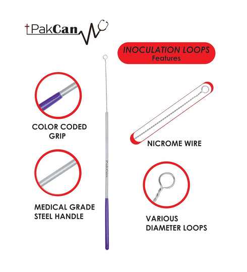 Reusable Inoculating Loops Set, 5 Pack Cell Streaking Tools for Bacteria Cell Tissue Culture