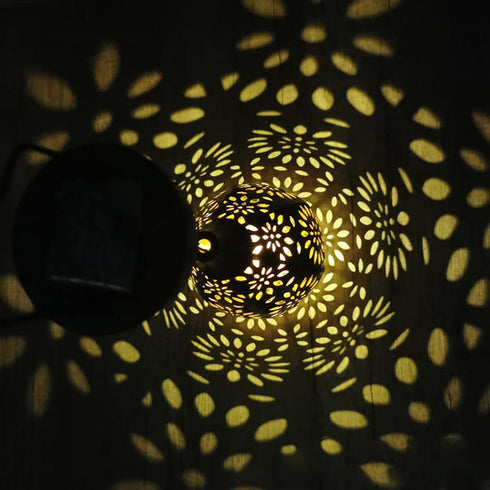 Zerodis Solar Porch Decorative Light Hanging Solar Light Hollow Iron Pattern Auto On Off Powered Outdoor Chandelier