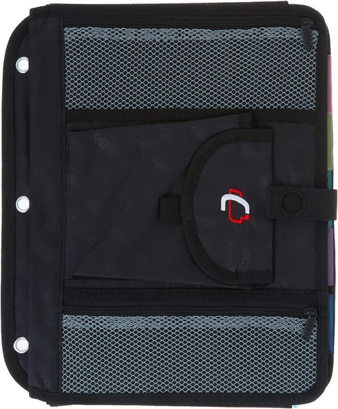 Case It Black 5-Tab Binder Accessory, 6 Pocket Expanding File, Fits Standard 3 Ring Letter Size Binder
