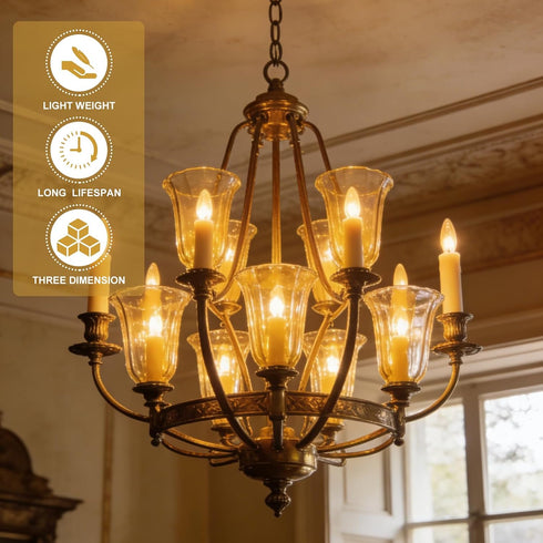 VIAPUICE 4.1" 10 Pack E12 Bulb 21mm Candle Covers Sleeves - Light Holder Plastic Drip Candle Socket Covers I.D.