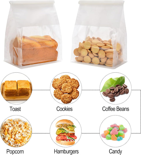 50 6.3'' 5.1'' 10.2'' Packaging(White) Funcoo pcs Bakery Bags with Window, x x Bakery Cookie Bags with Tin Tie Tab