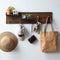Wooden Pegboard, Sturdy Modular Grid Organizer for Walls, DIY Storage and Display Panels with Shelves and Brass Hooks