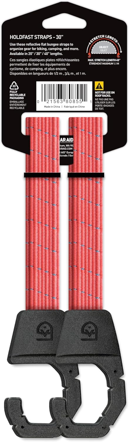 GEAR AID Holdfast Bungee Strap, Organize Your Garage and Gear for Biking, Camping, Hunting, Paddling (Orange Reflective)