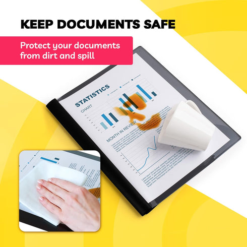 Report Covers with 3-Prong Fasteners, Clear Front Presentation Folders, 10 Set, Plastic, 8.5x11"