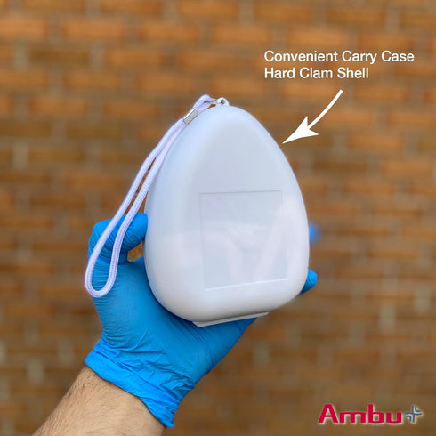 Kemp USA Ambu Medical Supplies CPR Mask Kit in Hard Case with O2 Inlet, Gloves & Wipes for Adults and Children