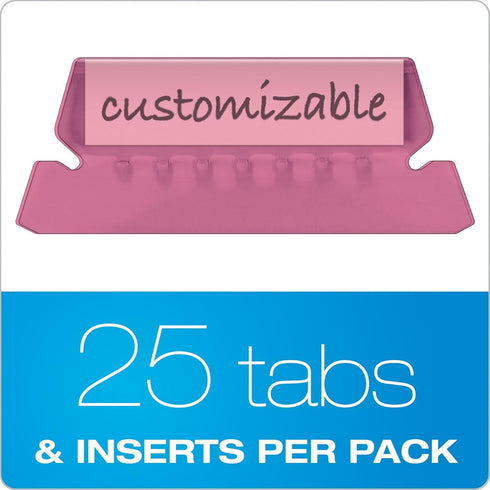 Pendaflex Hanging Folder Tabs - 2" Clear Pink - 25 Tabs and Inserts per Pack