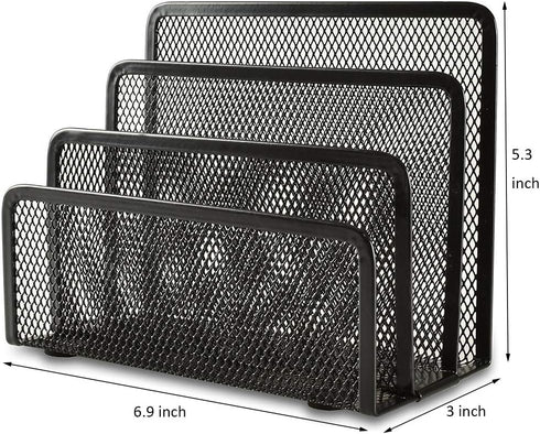 EASEPRES Desk Mail Organizer, Easepres Office Small Letter Sorter Desktop File Organizer Metal Mesh with 3 Vertical Upright Compartments, 1 Pack by EASEPRES