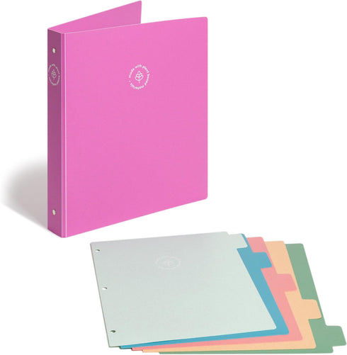 U Brands U-Eco Poly Binder with 5 Tab Divider Set, 8.5'' x 11'', Orchid, Two-Pockets, Letter Size (6606U01-12)