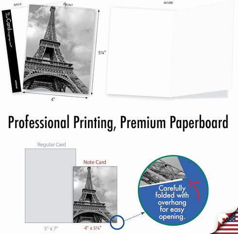 The Best Card Company - 20 All Occasion Blank Greeting Cards (4 x 5.12 Inch) - Towering Paris AM7028OCB-B2x10 (10