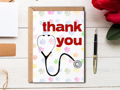 EdgarGifts 5 7 inches Funny Thank You Card - Veterinary Card - Thanks Vet Card - Veterinarian Appreciation Card - Thank