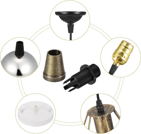 20Pcs uxcell Cable Glands Strain Relief Cord Connector Grips Metal Bronze for Wiring Hanging Light Ceiling Pendant Lamp