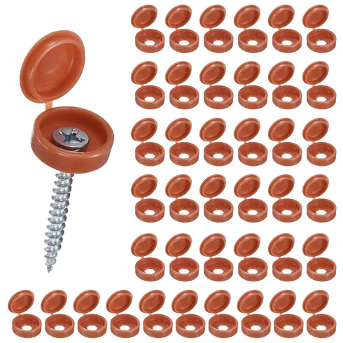 M METERXITY 200-Pack Plastic Hinged Screw Cover Caps, 6mm Shutter Screws with Caps, Fold