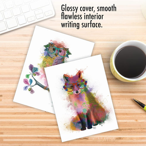 The Best Card Company - 10 Unique Blank Watercolor Animal Note Card Box Set, 4 x 5 Inch, Kids Greeting Cards