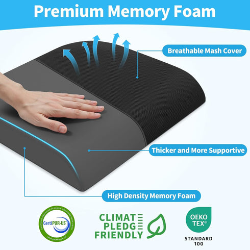 TranquilRelax Tailbone Large Seat Cushion, Memory Foam Cushion for Long Sitting Hours on Office Chair, Car Seat