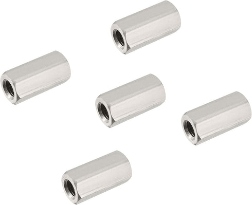 5PCS M6 X 1-Pitch 10mm Length 304 Stainless Steel Metric Hex Coupling Nut