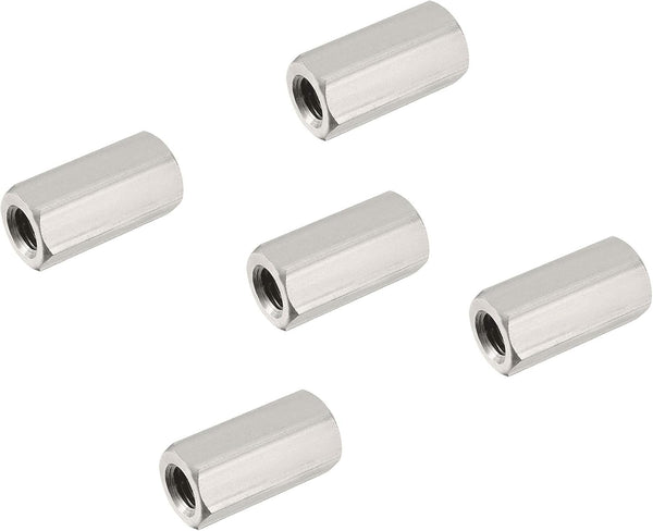 5PCS M6 X 1-Pitch 10mm Length 304 Stainless Steel Metric Hex Coupling Nut