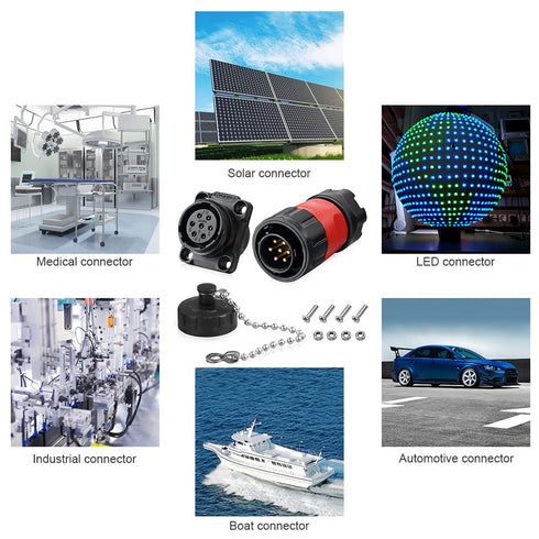7 Pin Connector, Waterproof Solder Connector for Automotive, Power, Marine, Indoor/Outdoor Electrical Connection
