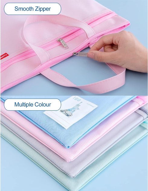 pendancy Large Double Pocket Waterproof File Bag with Handle - 11x13.7 in, A4 Size Foldable Document Storage for Puzzle