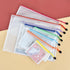 Vuzvuv 34pcs Mesh Zipper Pouch Set - 8 Sizes Plastic Document Pouch with Label Stickers, 8 Colors Waterproof for File,