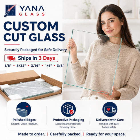 3/16 2-Day YANA Custom Cut to Size Round Glass | Tempered & Annealed | Thick | Table Top, Glass Shelves, Cabinet Door