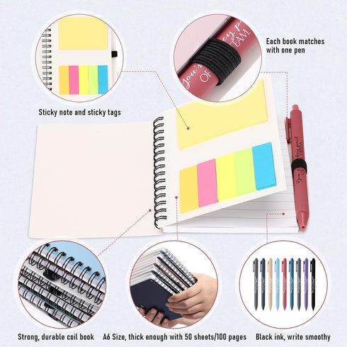 Jetec 25 Sets Team Employee Appreciation Gifts Bulk Inspirational Spiral Notebooks with Ballpoint Pens for Boss Coworker