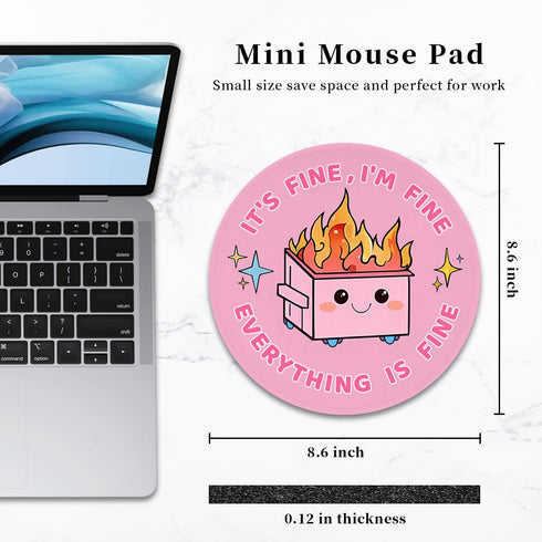Funny Mouse Pad for Desk, Cute Office Decor for Women, Dumpster on Fire Small Mousepad with Non-Slip Rubber Base