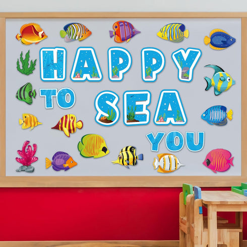 Fish Cutouts Tropical Fish Bulletin Board Decorations for Fishing Ocean Themed Birthday Party Supplies for Kids