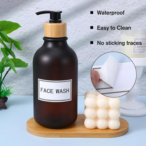 Alrhso 24 PCS Waterproof Labels for Bottles Bathroom Labels Shampoo Label Waterproof White Dish Soap for Bottles Travel