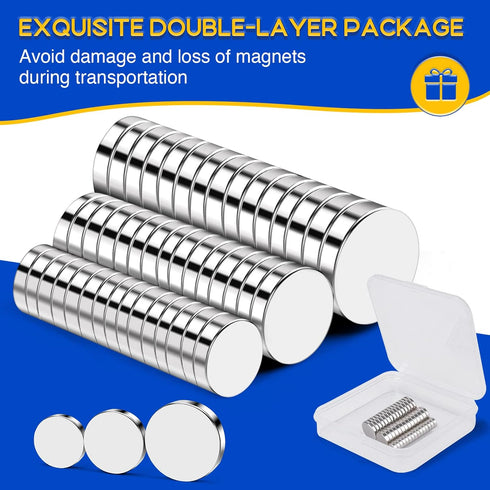 Small Magnets, 3 Assorted Sizes Rare Earth Magnets, Tiny Round Neodymium Disc Magnets for Refrigerator, DIY Projects