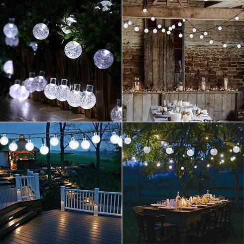 36ft 60 8 Toodour Solar String Lights Outdoor, LED Globe String Light with Mode, Waterproof Crystall Ball Lights Solar
