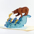 CUTE POPUP Bear Catching Salmon Father's Day Card, Happy Birthday Popup Card, Handmade Greeting Card for Family and