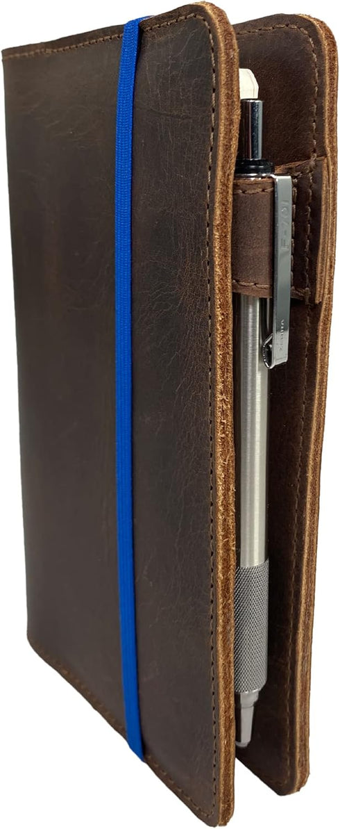 Hide & Drink Rustic Cover for Leuchtturm A6 Hardcover Notebook, Full Grain Leather, Handmade, Bourbon Brown (Notebook