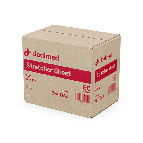 50 Count, 40" 72", Dealmed Disposable Stretcher Sheets Blue, x Ideal for Stretchers, Exam Tables, and Other Furniture