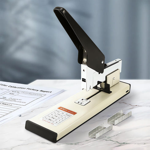 M&G Heavy Duty Stapler, 1000 Staples, 100 Sheet High Capacity, Large Metal Office Stapler - Black & White