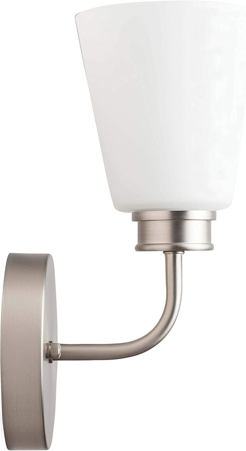 Linea di Liara Annata Brushed Nickel Wall Sconce Wall Lighting Fixture Frosted Glass Shade Modern Bathroom Sconce